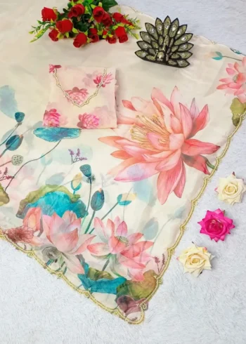 Organza Silk Moti Work Ready to Wear Saree