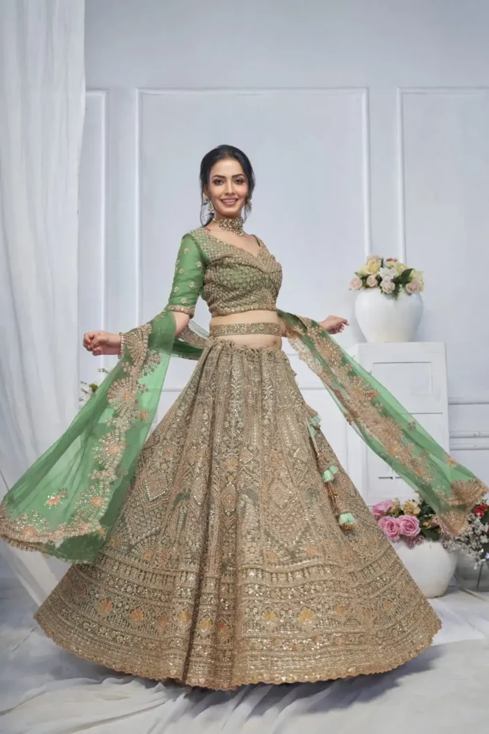 Paisley & Peacock Motifs Heavy Embroidered Bridal Lehenga Choli