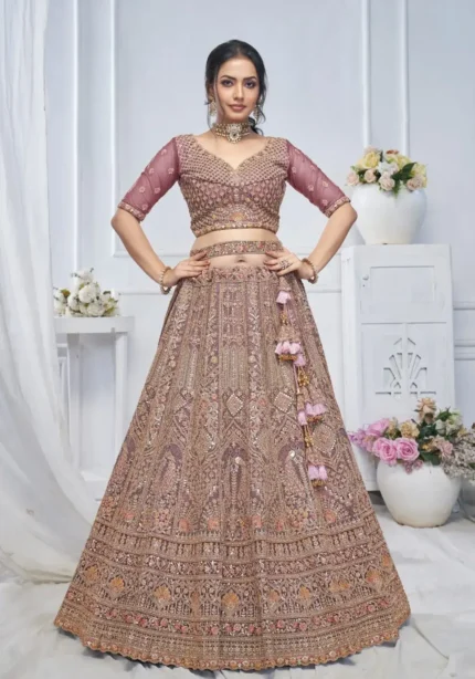 Paisley & Peacock Motifs Heavy Embroidered Bridal Lehenga Choli