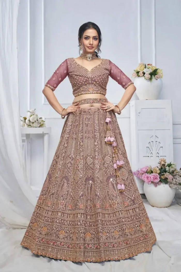 Paisley & Peacock Motifs Heavy Embroidered Bridal Lehenga Choli