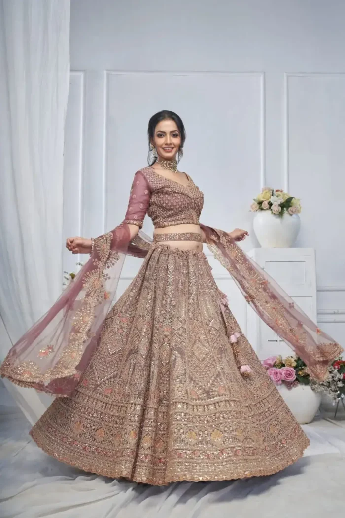 Paisley & Peacock Motifs Heavy Embroidered Bridal Lehenga Choli