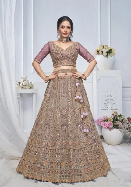 Paisley & Peacock Motifs Heavy Embroidered Bridal Lehenga Choli