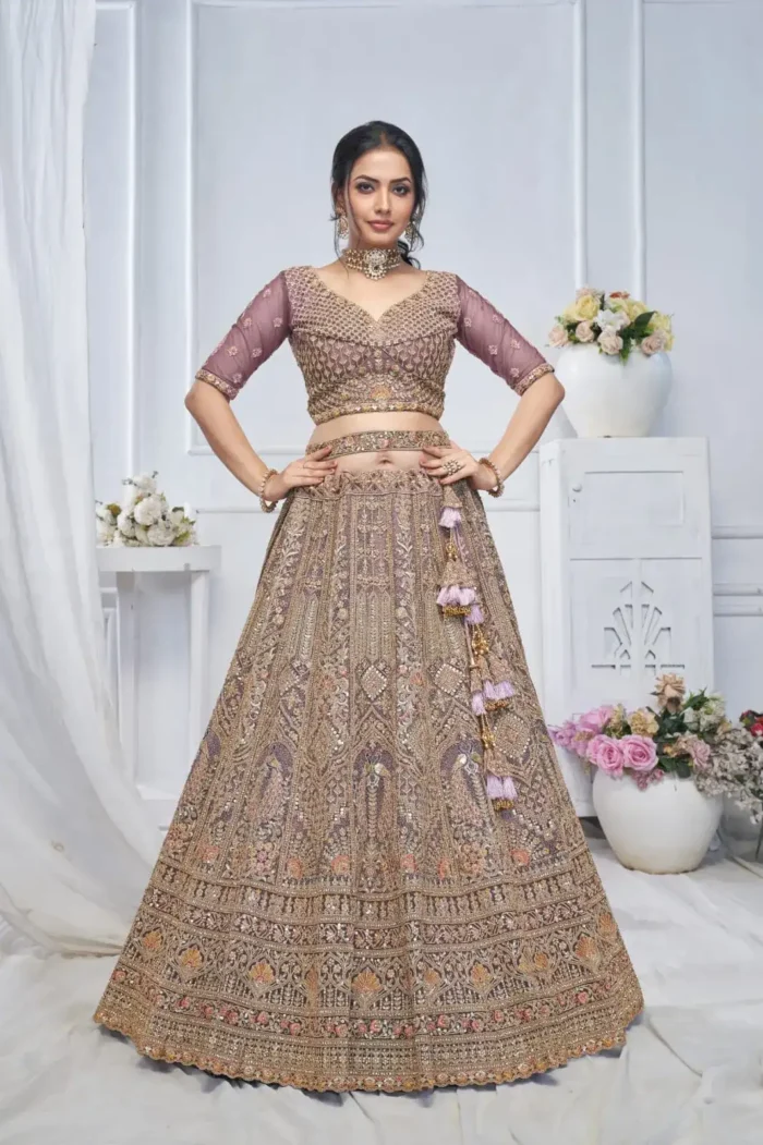 Paisley & Peacock Motifs Heavy Embroidered Bridal Lehenga Choli