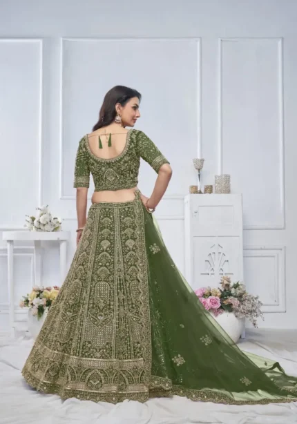 Paisley Flower Border & Motif Design Sequins Embroidered Lehenga for Brides and Engagement