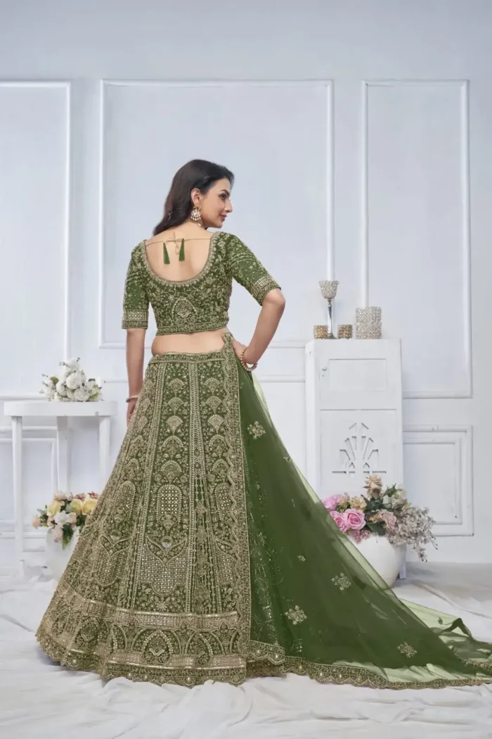 Paisley Flower Border & Motif Design Sequins Embroidered Lehenga for Brides and Engagement