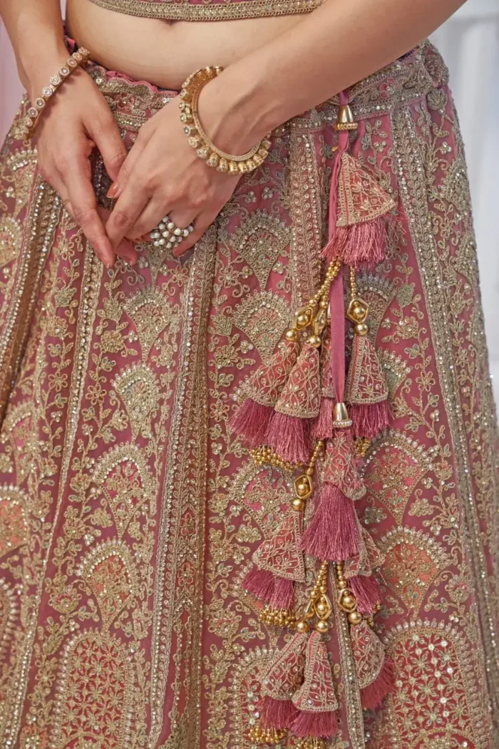 Paisley Flower Border & Motif Design Sequins Embroidered Lehenga for Brides and Engagement