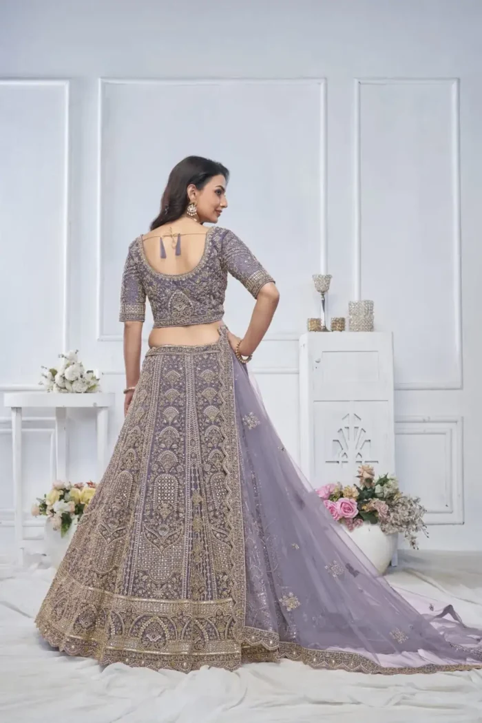 Paisley Flower Border & Motif Design Sequins Embroidered Lehenga for Brides and Engagement