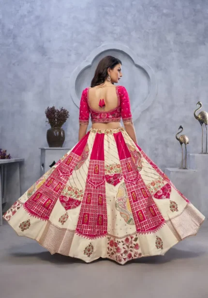 Paisley & Medallion Motifs Organza Silk Bridal Lehenga Choli