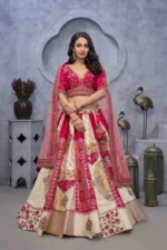 Paisley & Medallion Motifs Organza Silk Bridal Lehenga Choli