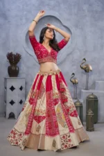 Paisley & Medallion Motifs Organza Silk Bridal Lehenga Choli