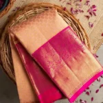 Peach Zari Work Banarasi Silk Wedding Saree