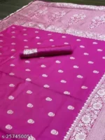 Pink Zari Work Banarasi Silk Wedding Saree