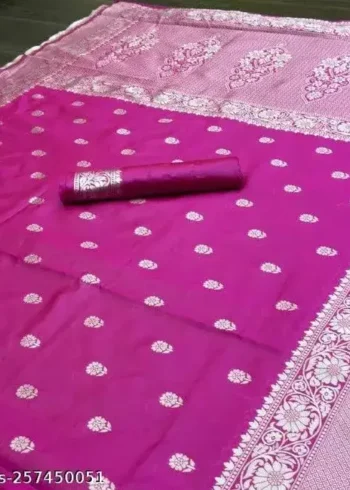 Pink Zari Work Banarasi Silk Wedding Saree