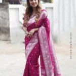 Pink Zari Work Banarasi Silk Wedding Saree