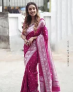 Pink Zari Work Banarasi Silk Wedding Saree