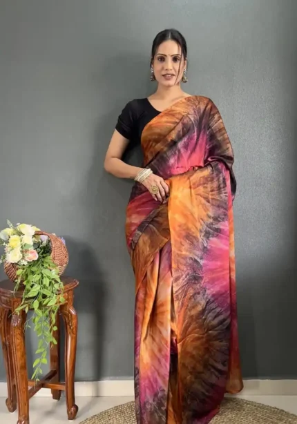 Prism Printed Rangoli Silk Ready 1 Minute Saree