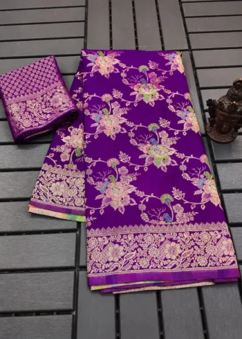 Pure Soft Khadi Georgette Silk Designer Saree