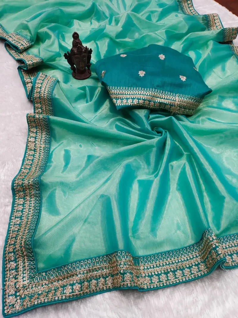 Pure Soft Tissue Zari Base Designer Wedding Saree