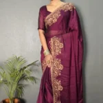 Rangoli Silk Heavy Embroidered Border Pre-Stitched Saree