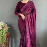 Rangoli Silk Swarovski Work Velvet Lace Work Stitched Saree