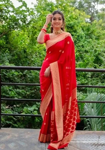 Red Rich Pallu Design Soft Lichi Silk Saree