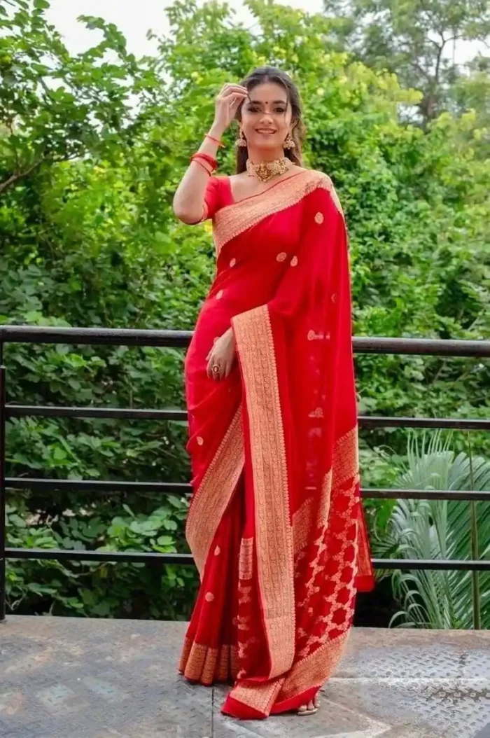 Red Rich Pallu Design Soft Lichi Silk Saree