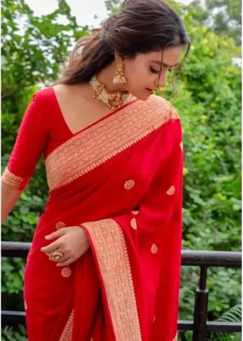 Red Rich Pallu Design Soft Lichi Silk Saree