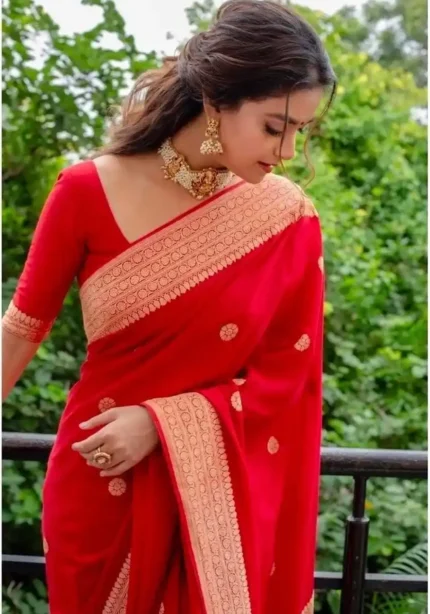 Red Rich Pallu Design Soft Lichi Silk Saree