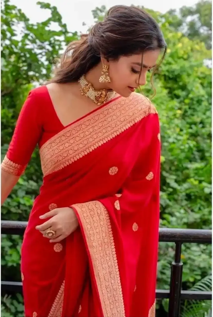 Red Rich Pallu Design Soft Lichi Silk Saree