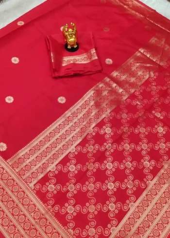 Red Rich Pallu Design Soft Lichi Silk Saree