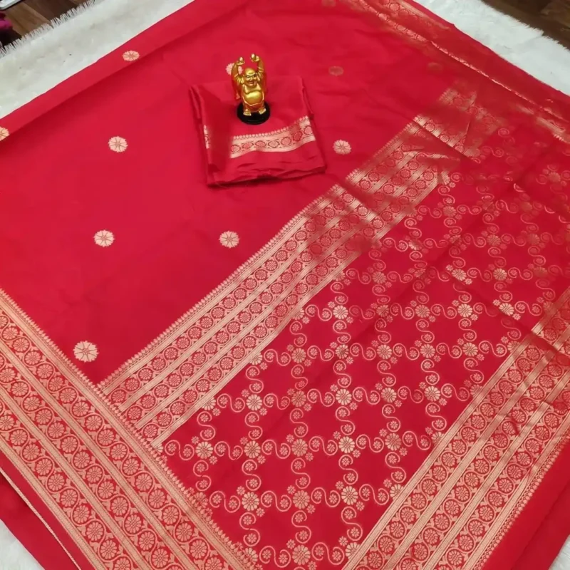 Red Rich Pallu Design Soft Lichi Silk Saree