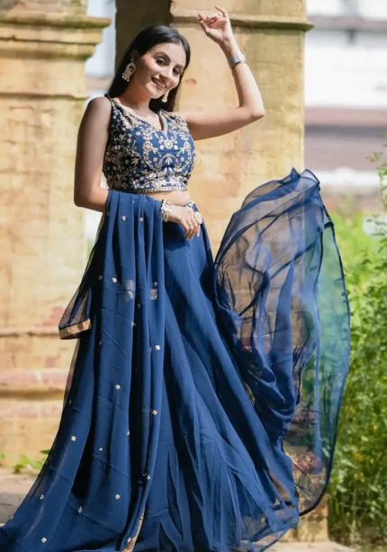 Sequins & Thread Embroiderdy Work Georgette Bridesmaid Lehenga Choli