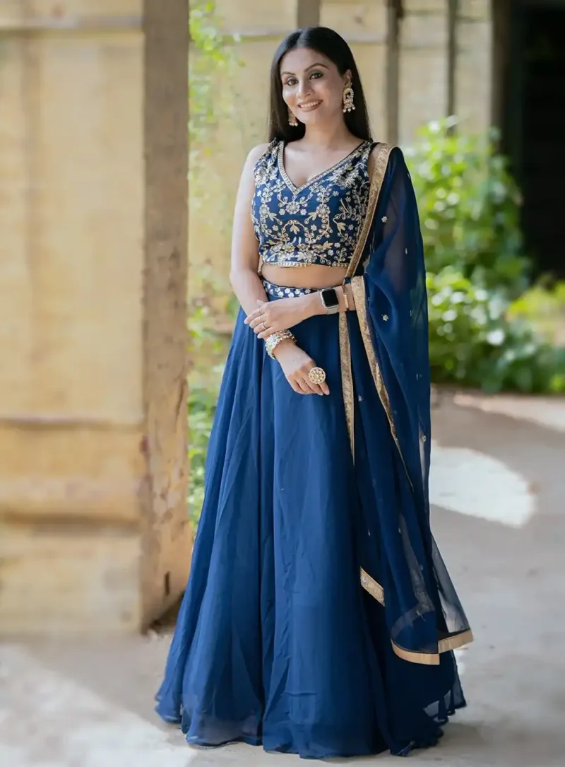 Sequins & Thread Embroiderdy Work Georgette Lehenga Choli