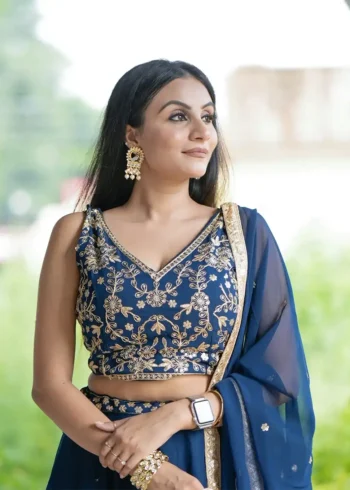 Sequins & Thread Embroiderdy Work Georgette Bridesmaid Lehenga Choli