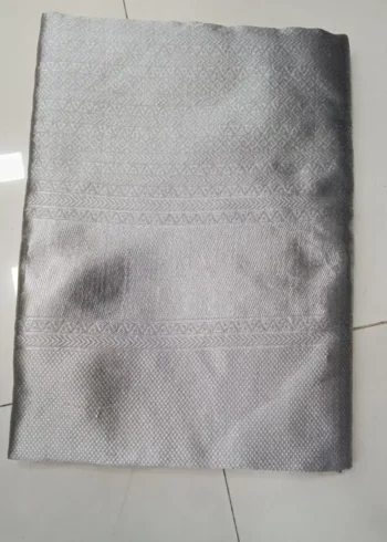 Silver Grey Zari Work Banarasi Silk Saree - Image 4