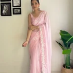 Soft Georgette C pallu Sequins Embroidered Party Wear Saree