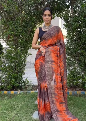 Soft Georgette Stitched 1 Minute ready to wear saree