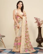 Soft Net Chikankari Embroidery Work Designer Saree