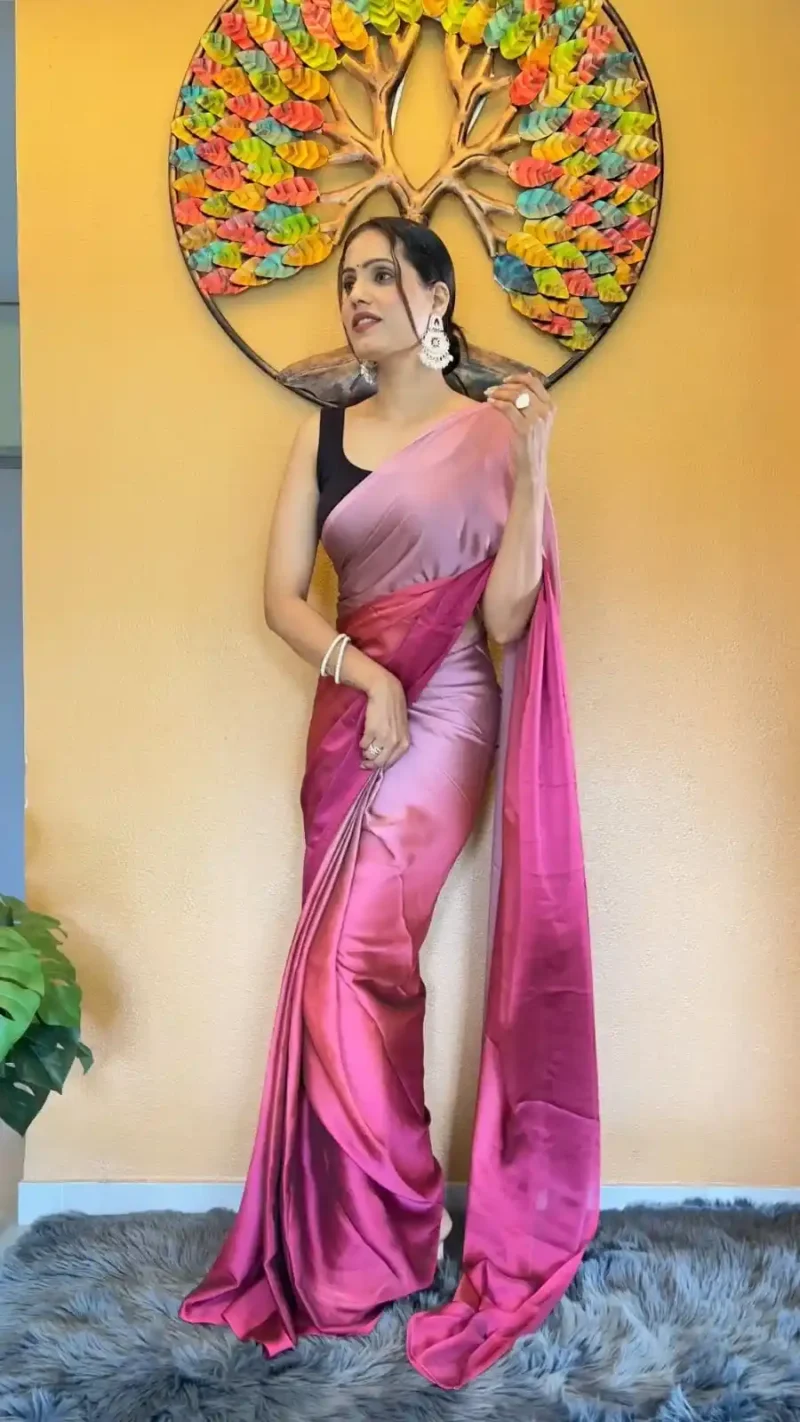 Soft Rangoli Silk Prestitched 1 Min Ready to wear saree