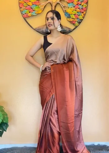 Soft Rangoli Silk Prestitched 1 Min Ready to wear saree