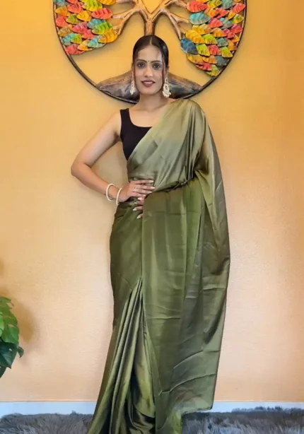 Soft Rangoli Silk Prestitched 1 Min Ready to wear saree