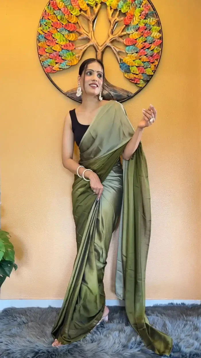 Soft Rangoli Silk Prestitched 1 Min Ready to wear saree