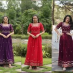 Square Neck Design Embroidered Readymade Gown for Women