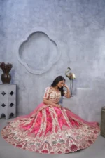 Temple Motifs Peacock Designs & Bandhej Jacquard Bridal Lehenga Choli