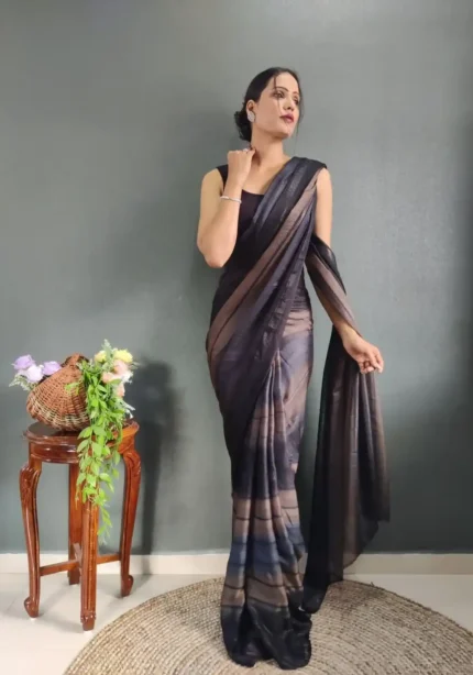 Three Tone Colour Shade Nylon Ready to Wear Saree