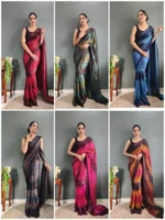 Three Tone Colour Shade Nylon Ready to Wear Saree