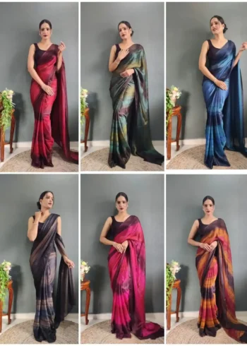 Three Tone Colour Shade Nylon Ready to Wear Saree