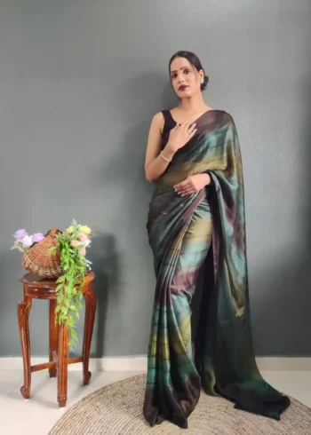 Three Tone Colour Shade Nylon Ready to Wear Saree