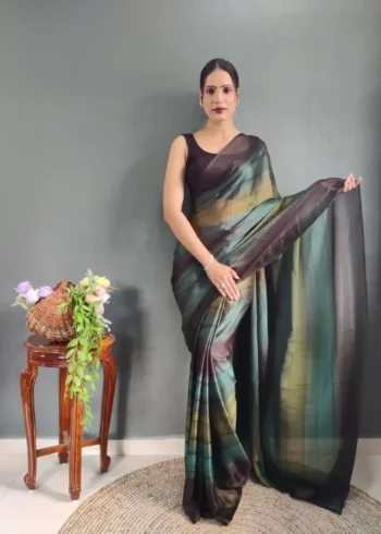 Three Tone Colour Shade Nylon Ready to Wear Saree