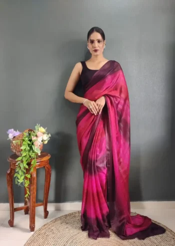 Three Tone Colour Shade Nylon Ready to Wear Saree